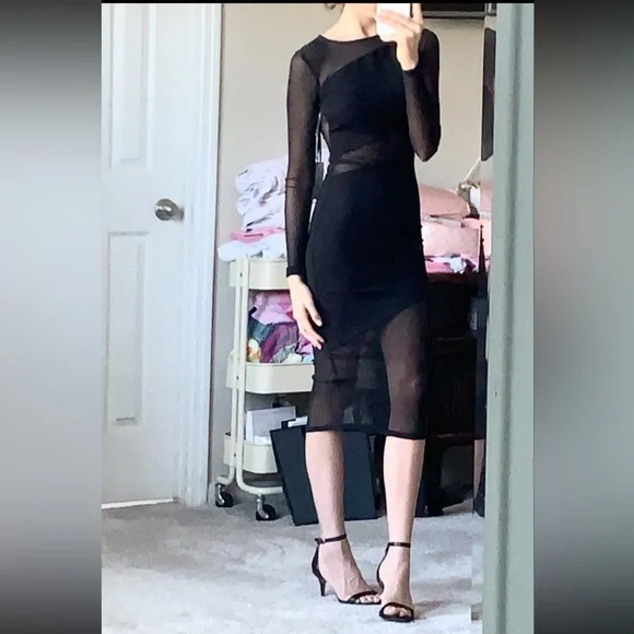 revolve black long sleeve dress MICHAEL COSTELLO x REVOLVE Size XXS Black Polyester Spandex Sheer Gown Dress  – Sui Generis Designer Consignment